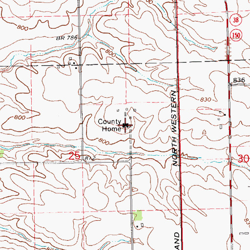 Topographic Map of Cedar County Home, IA