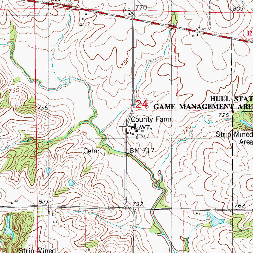 Topographic Map of Mahaska County Farm, IA