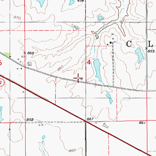 Topographic Map of Davis County Home, IA