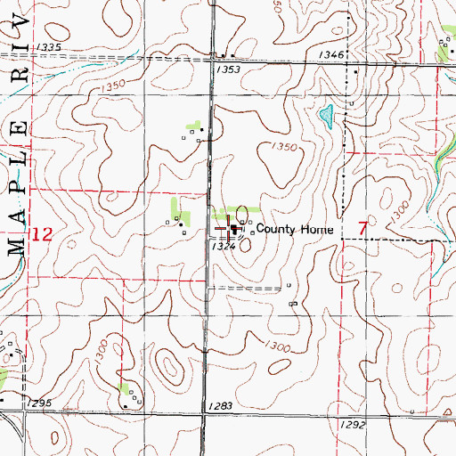 Topographic Map of Carroll County Home, IA