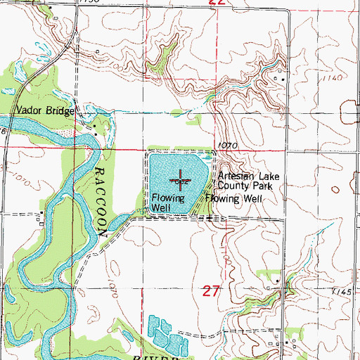 Topographic Map of Artesian Lake County Park, IA