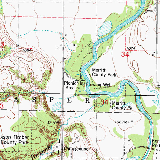Topographic Map of Merritt County Park, IA