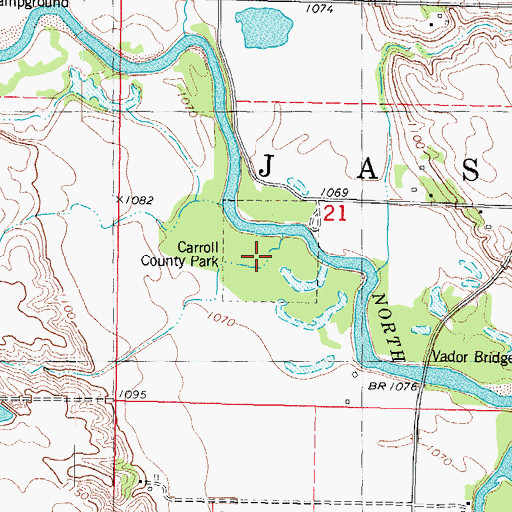 Topographic Map of Carroll County Park, IA
