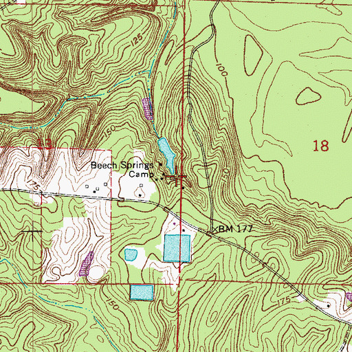Topographic Map of Beech Springs Camp, AR