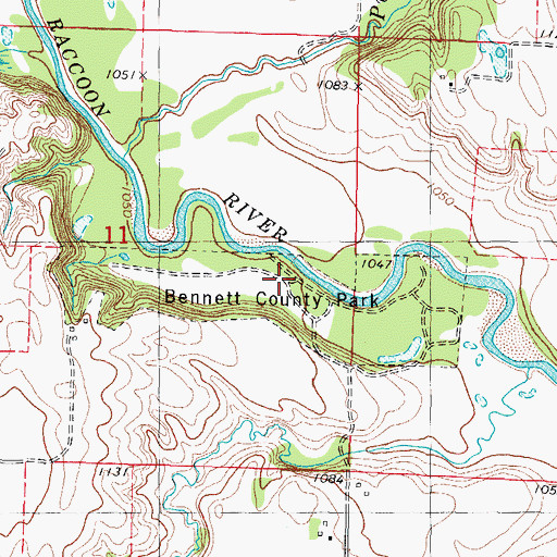 Topographic Map of Bennett County Park, IA
