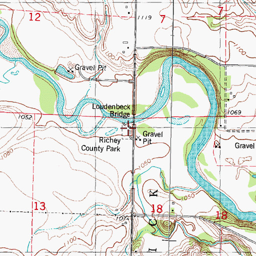 Topographic Map of Richey County Park, IA