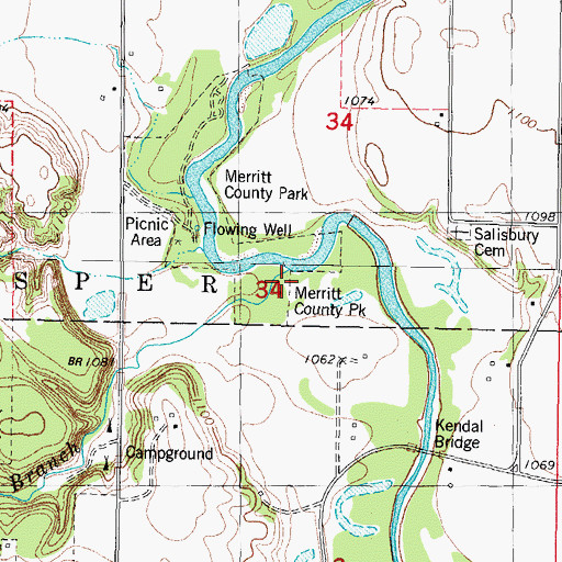 Topographic Map of Dickson Branch, IA