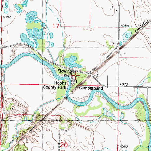 Topographic Map of Hobbs County Park, IA