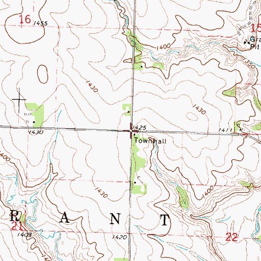 Topographic Map of Grant Townhall, IA