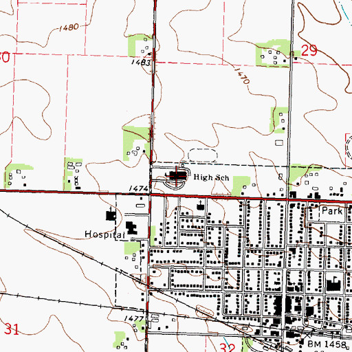 Topographic Map of Hartley - Melvin - Sanborn High School, IA