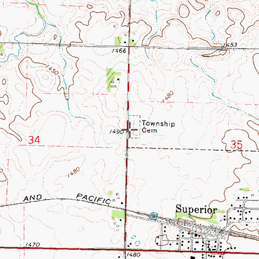 Topographic Map of Superior Township Cemetery, IA