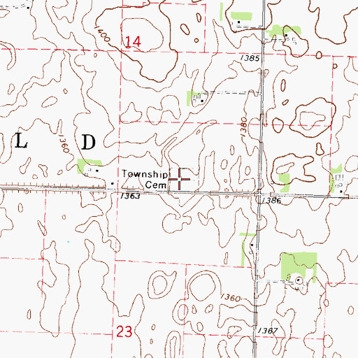 Topographic Map of Garfield Township Cemetery, IA