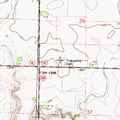 Topographic Map of Douglas Township Cemetery, IA