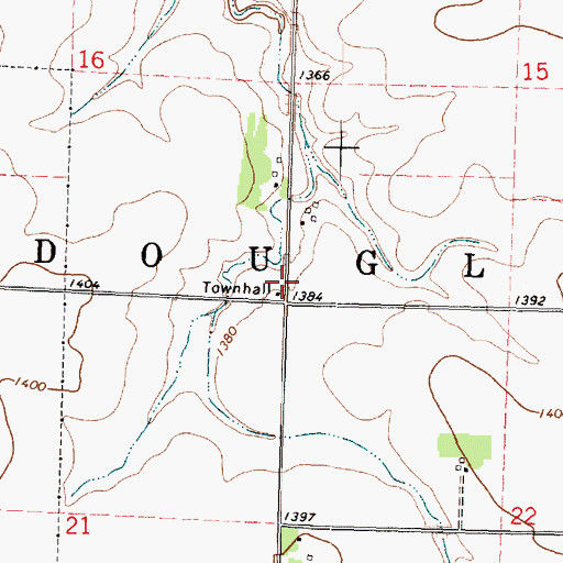 Topographic Map of Douglas Townhall, IA
