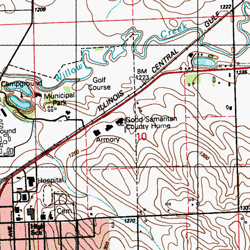 Topographic Map of Plymouth County Home, IA