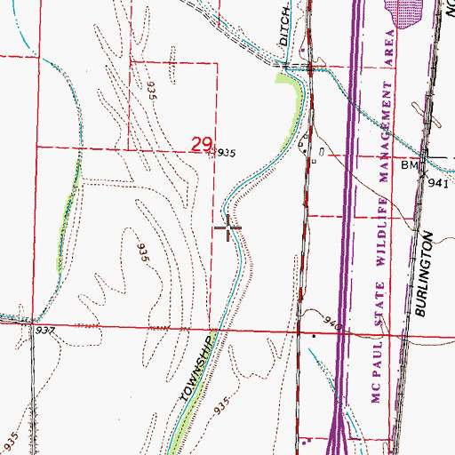 Topographic Map of Scott Township Ditch, IA