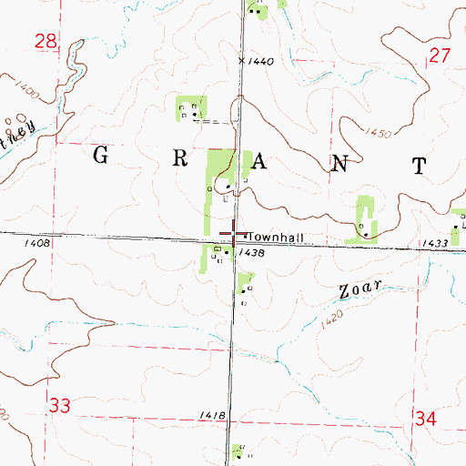 Topographic Map of Grant Townhall, IA