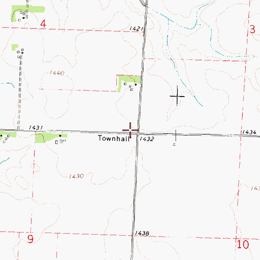 Topographic Map of Dale Townhall, IA