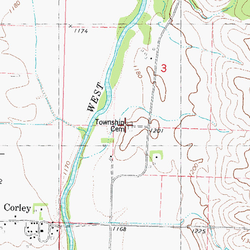 Topographic Map of Fairview Township Cemetery, IA