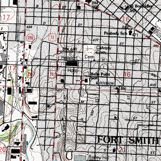 Topographic Map of Behe Point School, AR