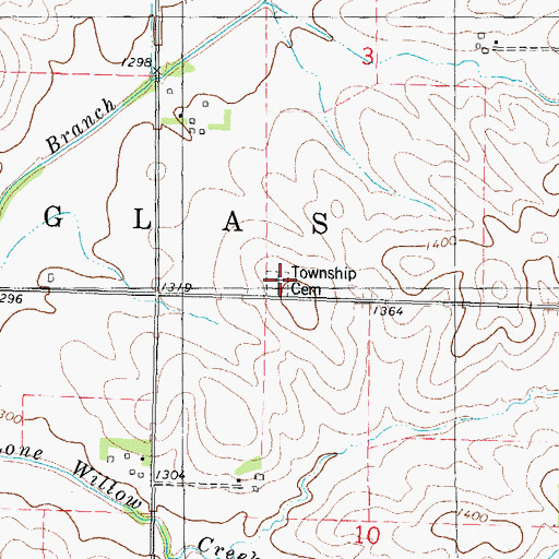 Topographic Map of Douglas Township Cemetery, IA