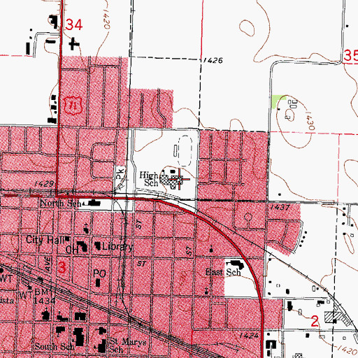 Topographic Map of Storm Lake High School, IA