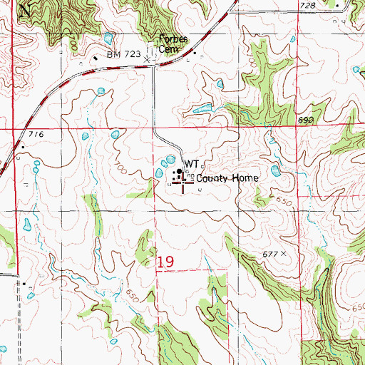 Topographic Map of Van Buren County Home, IA