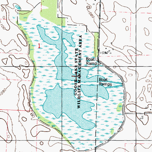 Topographic Map of Goose Lake, IA