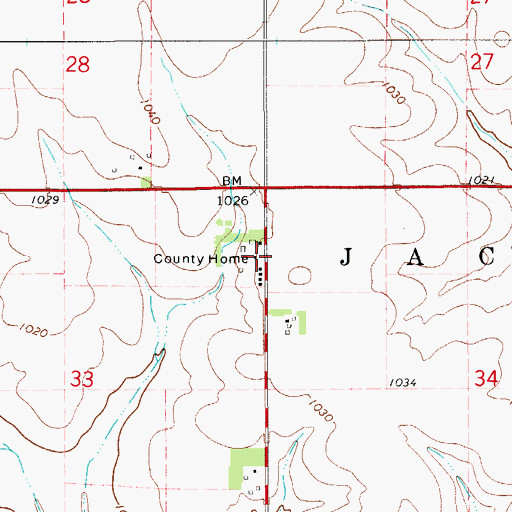 Topographic Map of Butler County Home, IA