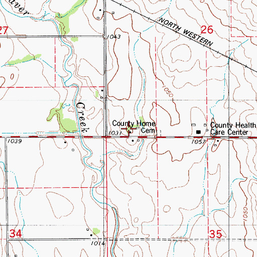 Topographic Map of Hardin County Home, IA