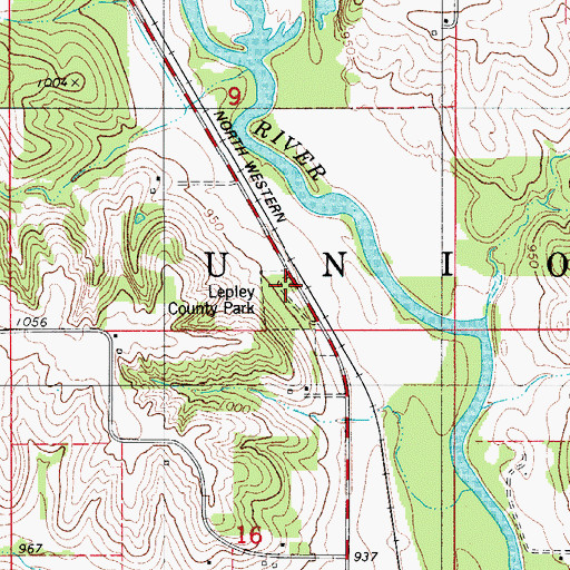 Topographic Map of Lepley County Park, IA