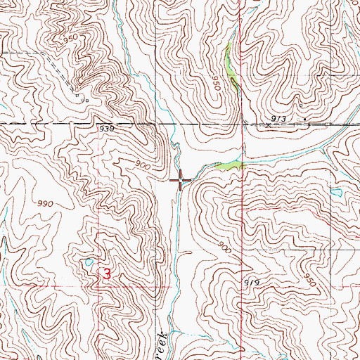 Topographic Map of West Burr Oak Creek, IA