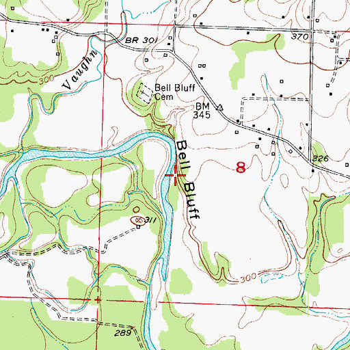 Topographic Map of Bell Bluff, AR