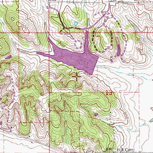 Topographic Map of Hickory Hills Recreation Dam, IA