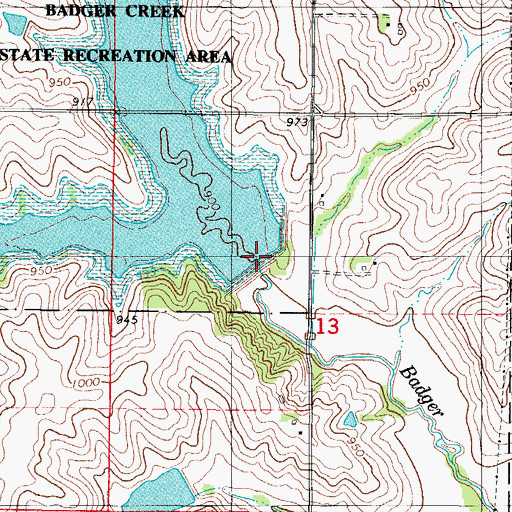 Topographic Map of Badger Creek State Recreation Area, IA