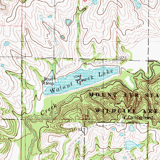 Topographic Map of Walnut Creek Lake, IA