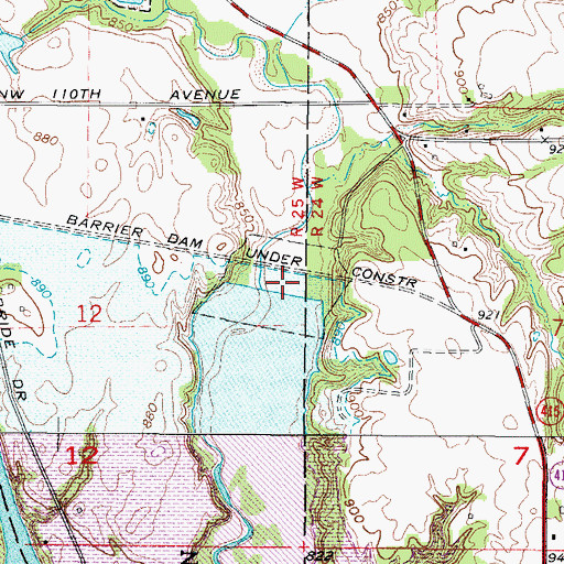 Topographic Map of Big Creek Barrier Dam, IA