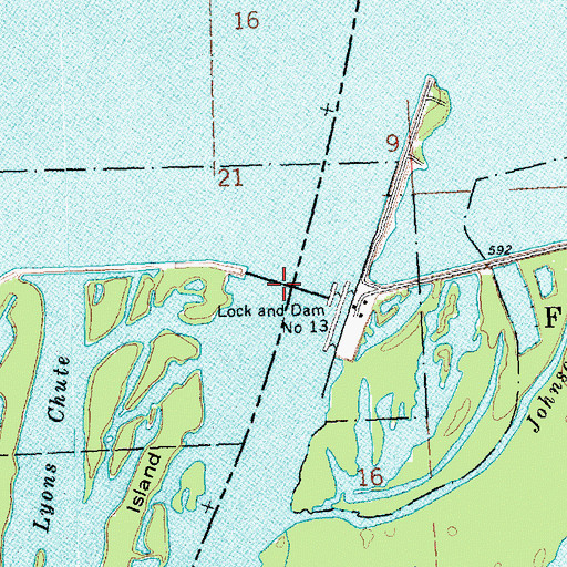 Topographic Map of Lock and Dam 13, IA