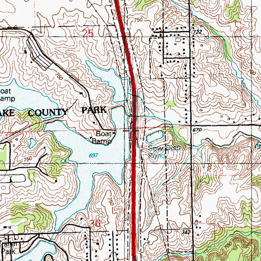 Topographic Map of I-280 Lake Dam, IA