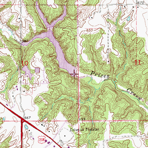 Topographic Map of McDowell Lake Dam One, IA