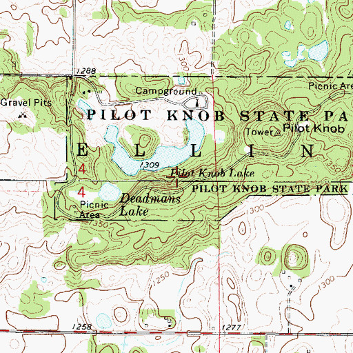 Topographic Map of Pilot Knob Lake Dam, IA