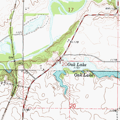 Topographic Map of Oak Lake Dam, IA