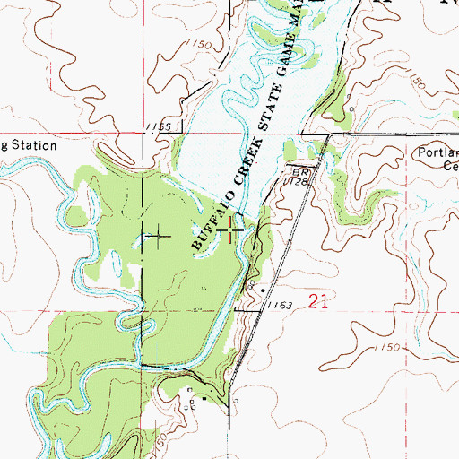Topographic Map of Buffalo Creek Game Management Dam, IA
