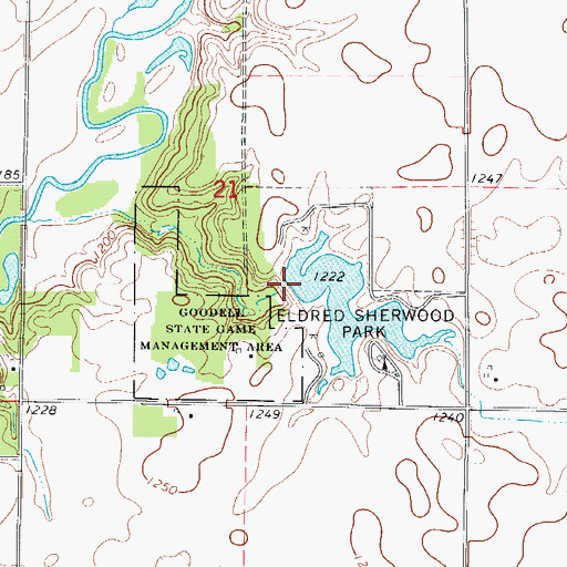 Topographic Map of Eldred Sherwood Park Lake Dam, IA