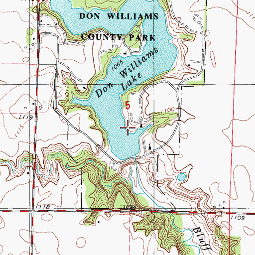 Topographic Map of Don Williams Lake Dam, IA