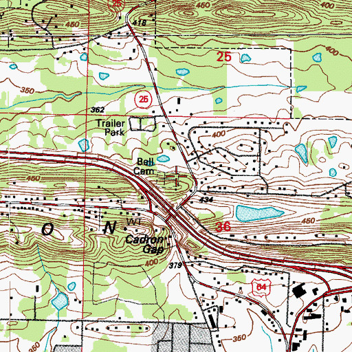 Topographic Map of Cadron Gap Cemetery, AR