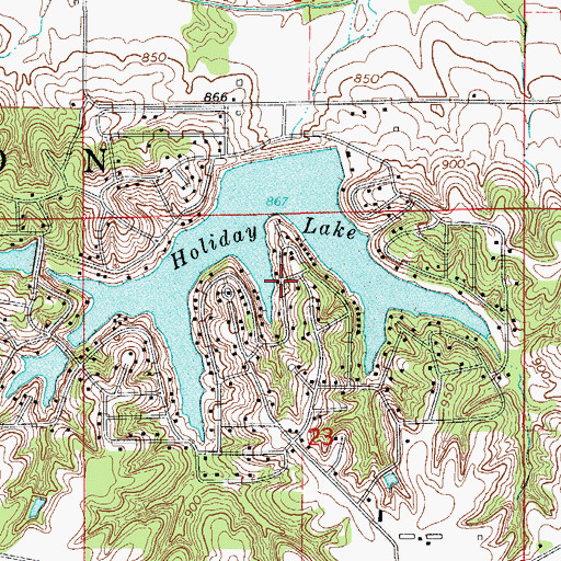 Topographic Map of Holiday Lake Dam, IA