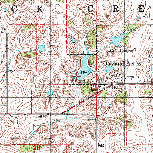 Topographic Map of Oakland Acres Dam, IA