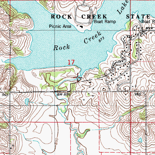 Topographic Map of Rock Creek Lake Dam, IA