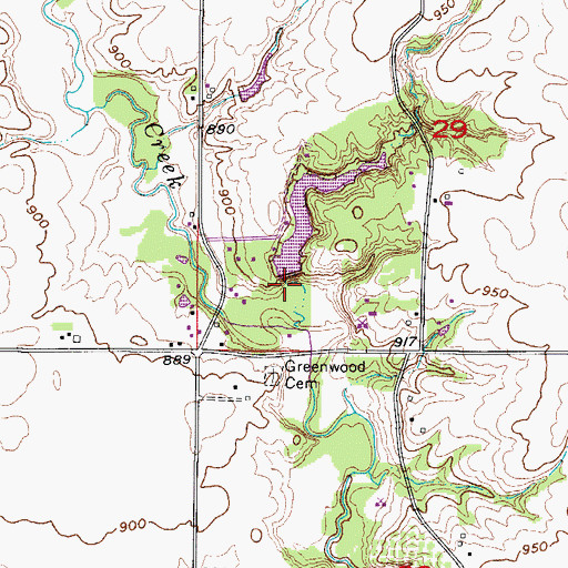 Topographic Map of Hickory Lake Dam, IA
